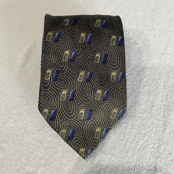 Ermenegildo Zegna Other - Ermenegildo Zegna 100% Silk Blue Yellow Abstract Print Tie old money